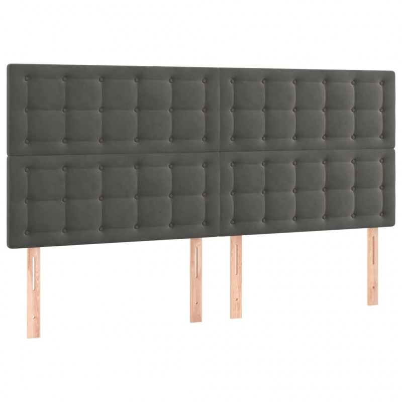 Zagłówek do łóżka z LED, ciemnoszary, 180x5x118/128 cm, aksamit