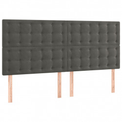 Zagłówek do łóżka z LED, ciemnoszary, 200x5x118/128 cm, aksamit