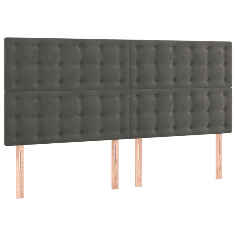 Zagłówek do łóżka z LED, ciemnoszary, 200x5x118/128 cm, aksamit