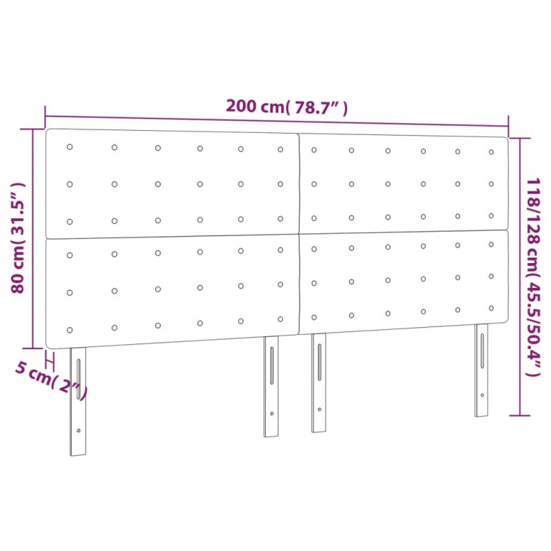 Zagłówek do łóżka z LED, ciemnoszary, 200x5x118/128 cm, aksamit