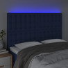 Zagłówek do łóżka z LED, niebieski, 144x5x118/128 cm, tkanina
