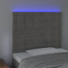 Zagłówek do łóżka z LED, jasnoszary, 80x5x118/128 cm, aksamit