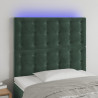Zagłówek do łóżka z LED, ciemnozielony, 90x5x118/128cm, aksamit