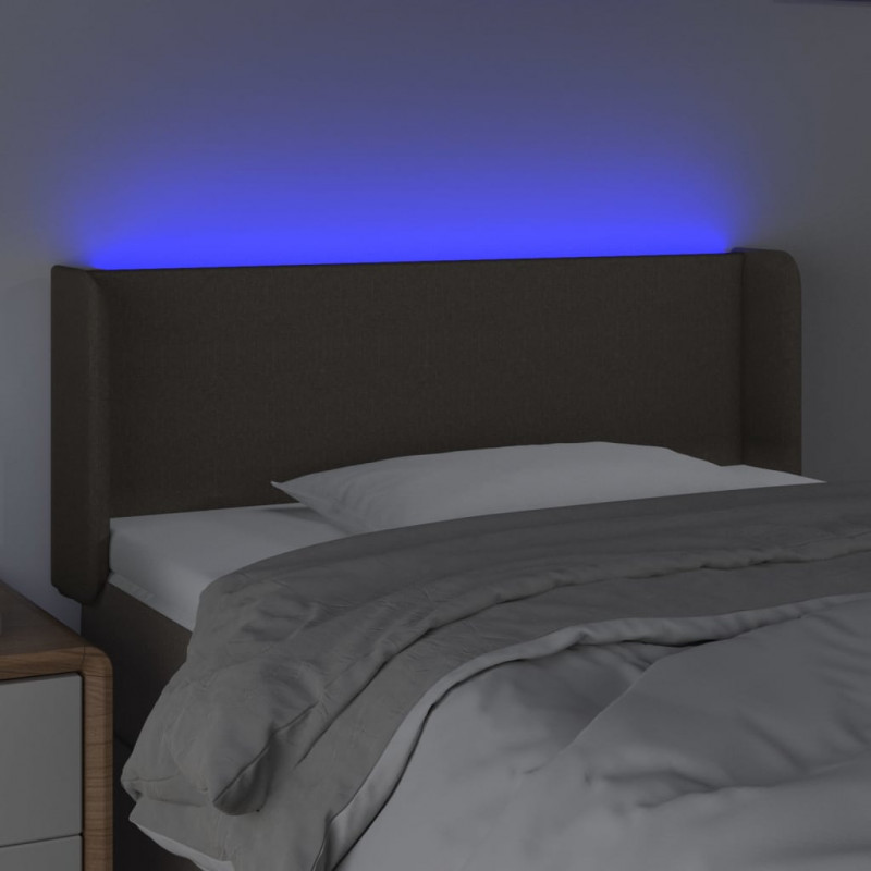 Zagłówek do łóżka z LED, taupe, 103x16x78/88 cm, tkanina