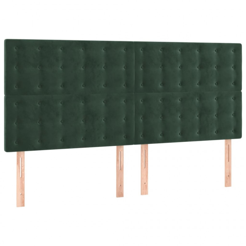 Zagłówek do łóżka z LED, ciemnozielony, 200x5x118/128 cm