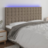 Zagłówek do łóżka z LED, taupe, 180x5x118/128 cm, tkanina