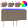 Zagłówek do łóżka z LED, taupe, 180x5x118/128 cm, tkanina