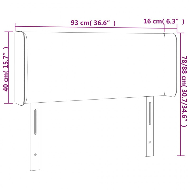 Zagłówek do łóżka z LED, jasnoszary, 93x16x78/88 cm, tkanina
