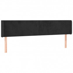 Zagłówek do łóżka z LED, czarny, 203x16x78/88 cm, aksamit