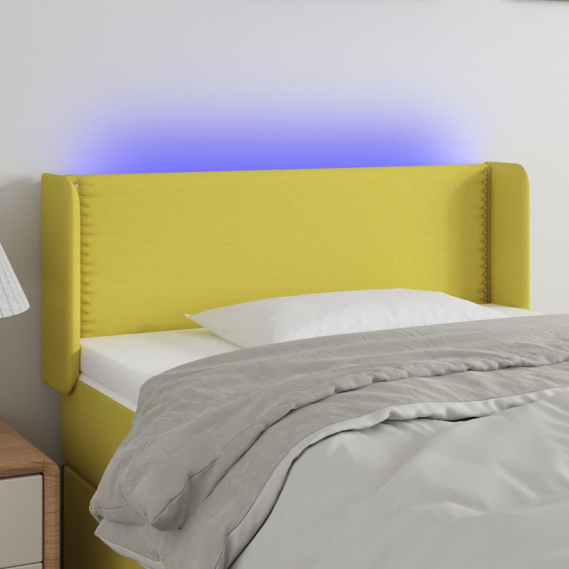 Zagłówek do łóżka z LED, zielony, 103x16x78/88 cm, tkanina