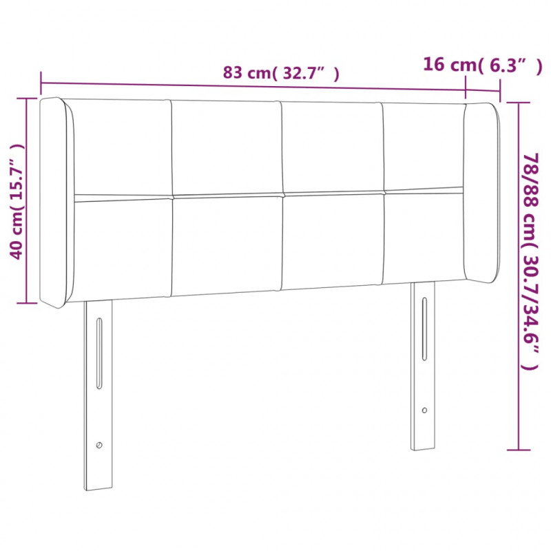 Zagłówek do łóżka z LED, różowy, 83x16x78/88 cm, aksamit