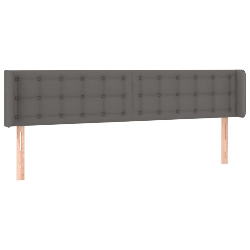 Zagłówek do łóżka z LED, szary, 203x16x78/88 cm, sztuczna skóra