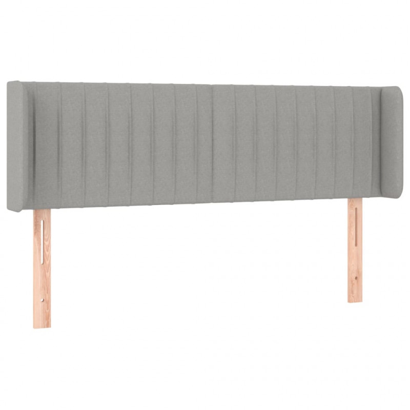 Zagłówek do łóżka z LED, jasnoszary, 147x16x78/88 cm, tkanina