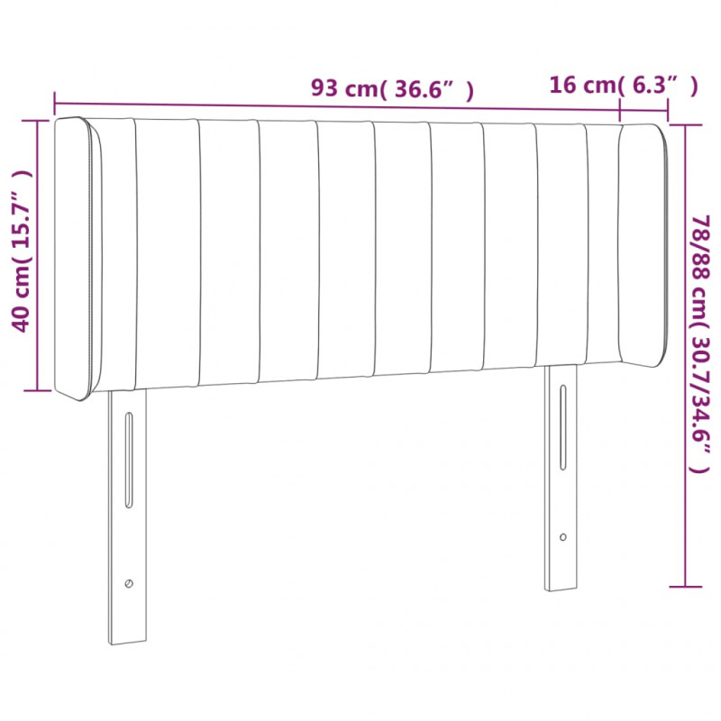 Zagłówek do łóżka z LED, ciemnoniebieski 93x16x78/88cm, aksamit