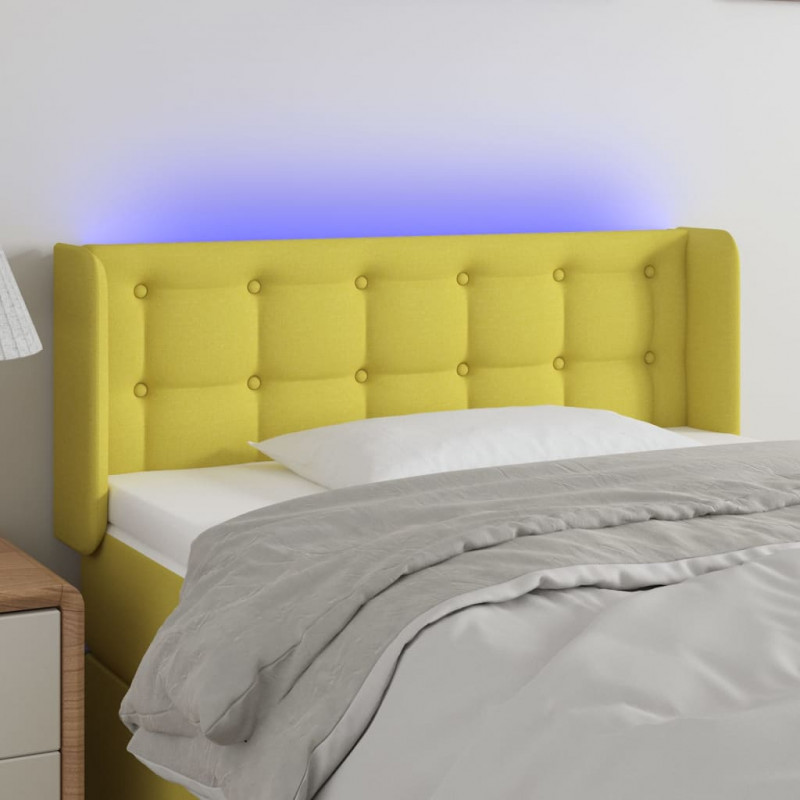 Zagłówek do łóżka z LED, zielony, 103x16x78/88 cm, tkanina
