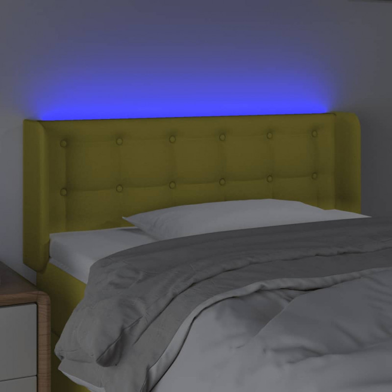 Zagłówek do łóżka z LED, zielony, 103x16x78/88 cm, tkanina