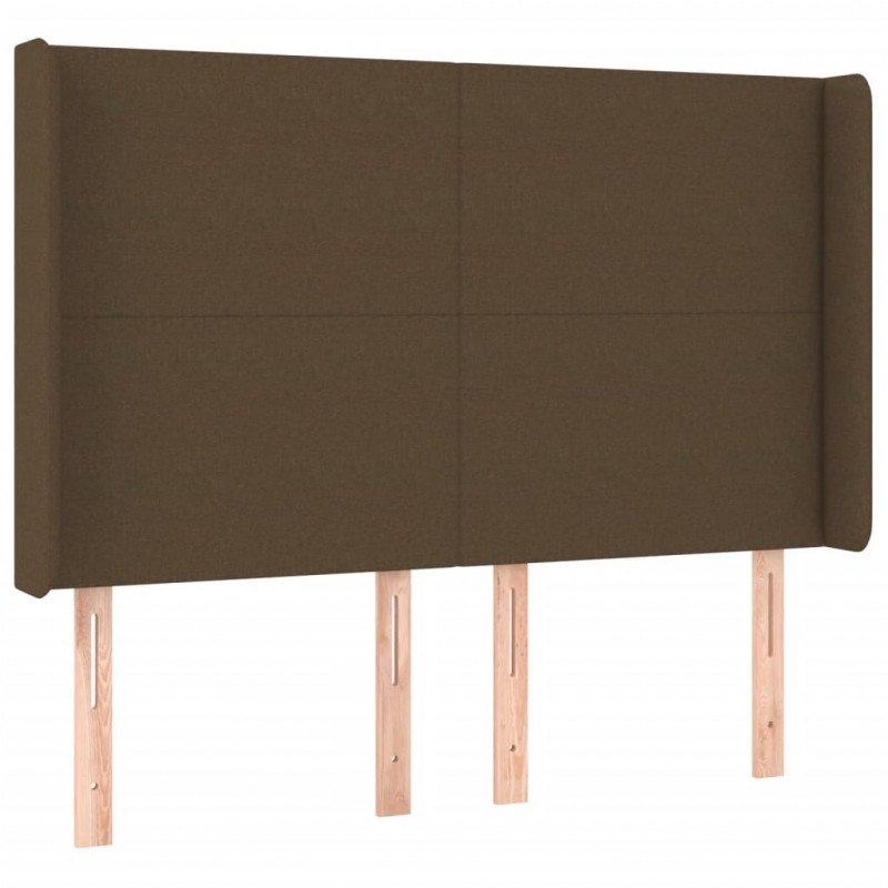 Zagłówek do łóżka z LED ciemnobrązowy 147x16x118/128 cm tkanina