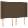 Zagłówek do łóżka z LED ciemnobrązowy 147x16x118/128 cm tkanina