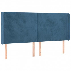 Zagłówek do łóżka z LED ciemnoniebieski, 163x16x118/128 cm