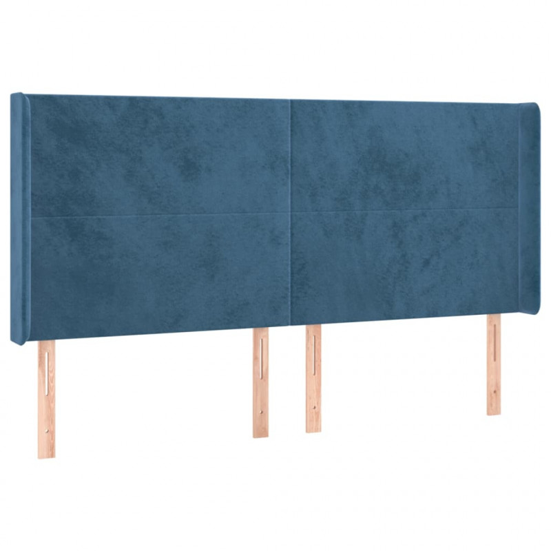 Zagłówek do łóżka z LED ciemnoniebieski, 163x16x118/128 cm
