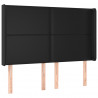 Zagłówek do łóżka z LED, czarny 147x16x118/128cm sztuczna skóra