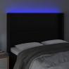 Zagłówek do łóżka z LED, czarny 147x16x118/128cm sztuczna skóra