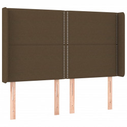 Zagłówek do łóżka z LED ciemnobrązowy 147x16x118/128 cm tkanina