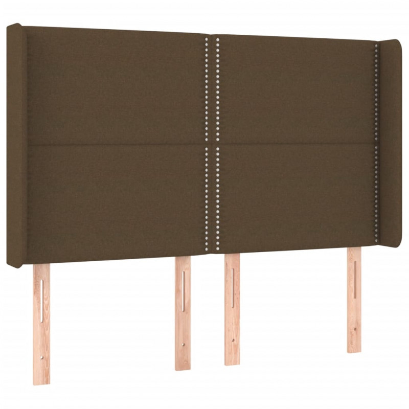 Zagłówek do łóżka z LED ciemnobrązowy 147x16x118/128 cm tkanina