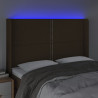 Zagłówek do łóżka z LED ciemnobrązowy 147x16x118/128 cm tkanina