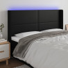 Zagłówek do łóżka z LED, czarny 183x16x118/128cm sztuczna skóra