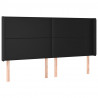 Zagłówek do łóżka z LED, czarny 183x16x118/128cm sztuczna skóra