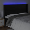 Zagłówek do łóżka z LED, czarny 183x16x118/128cm sztuczna skóra