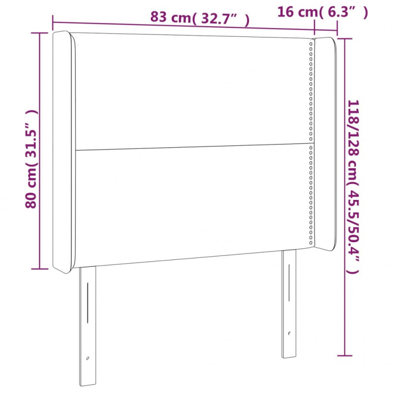 Zagłówek do łóżka z LED ciemnoniebieski 83x16x118/128cm tkanina