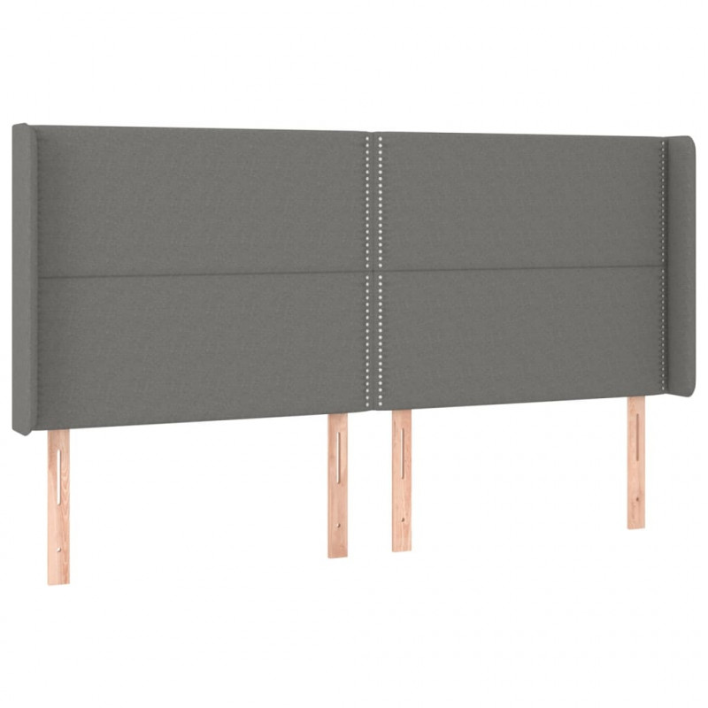 Zagłówek do łóżka z LED, ciemnoszary, 183x16x118/128cm, tkanina