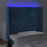 Zagłówek do łóżka z LED ciemnoniebieski, 103x16x118/128 cm
