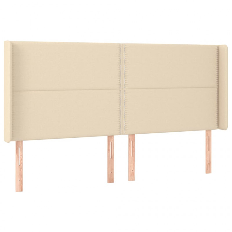 Zagłówek do łóżka z LED, kremowy, 203x16x118/128 cm, tkanina