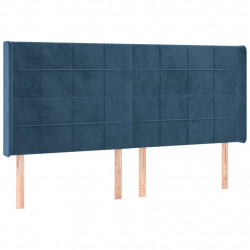 Zagłówek do łóżka z LED ciemnoniebieski, 163x16x118/128 cm