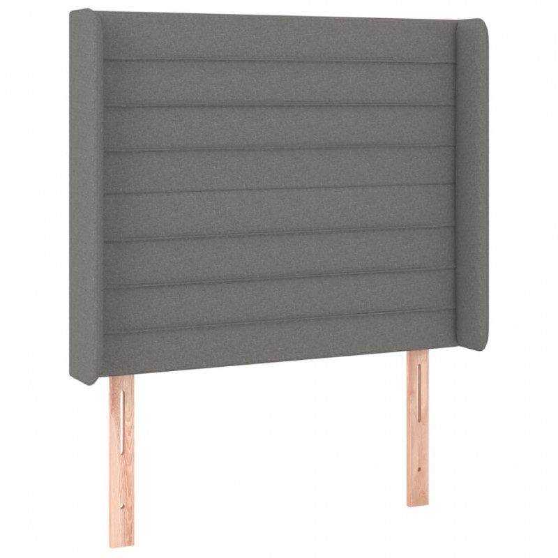 Zagłówek do łóżka z LED, ciemnoszary, 93x16x118/128 cm, tkanina