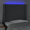 Zagłówek do łóżka z LED, ciemnoszary, 93x16x118/128 cm, tkanina