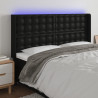 Zagłówek do łóżka z LED, czarny 183x16x118/128cm sztuczna skóra