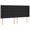 Zagłówek do łóżka z LED, czarny 183x16x118/128cm sztuczna skóra