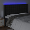 Zagłówek do łóżka z LED, czarny 183x16x118/128cm sztuczna skóra