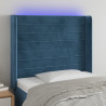 Zagłówek do łóżka z LED ciemnoniebieski 93x16x118/128cm aksamit