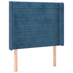 Zagłówek do łóżka z LED ciemnoniebieski 93x16x118/128cm aksamit