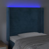 Zagłówek do łóżka z LED ciemnoniebieski 93x16x118/128cm aksamit