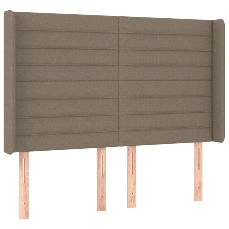 Zagłówek do łóżka z LED, taupe, 147x16x118/128 cm, tkanina
