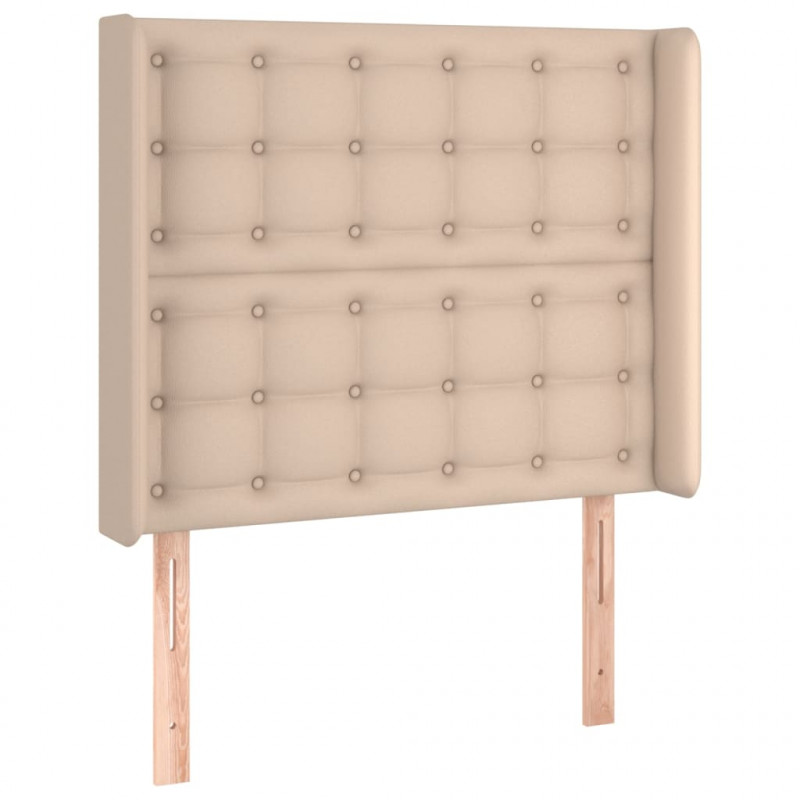 Zagłówek do łóżka z LED, cappuccino, 93x16x118/128 cm, ekoskóra