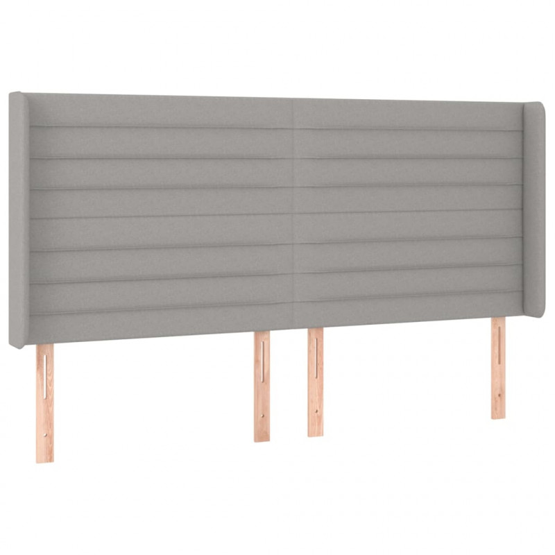 Zagłówek do łóżka z LED, jasnoszary, 183x16x118/128 cm, tkanina