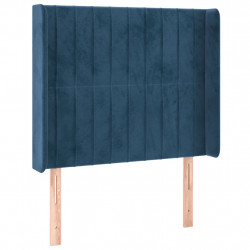 Zagłówek do łóżka z LED ciemnoniebieski 93x16x118/128cm aksamit