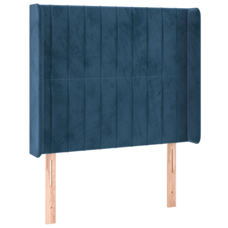 Zagłówek do łóżka z LED ciemnoniebieski 93x16x118/128cm aksamit